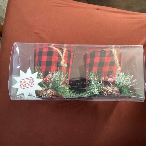 Christmas Decor Red Black Checkered Hats Shatter Proof  New with Tag - Picture 3 of 13